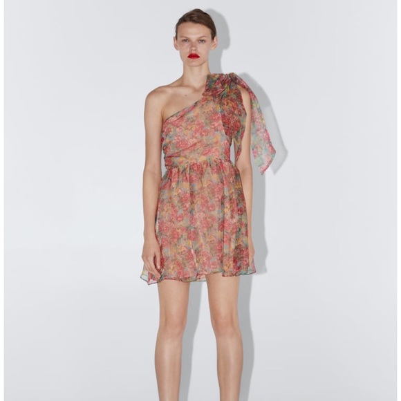 Zara Dresses & Skirts - NWT Zara Asymmetric Organza Floral Mini Dress L